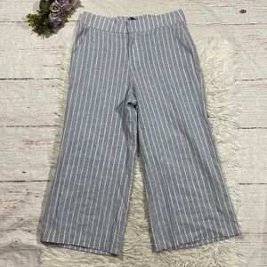 NWT Catherine Gee Silk Linen Grey Blue Culotte Wide Leg Crop Pants